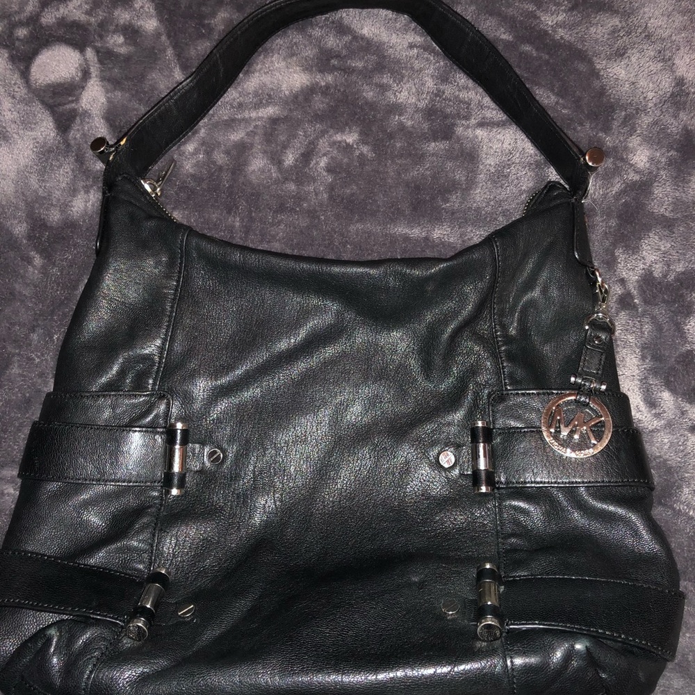 Michael Kors black leather shoulder bag